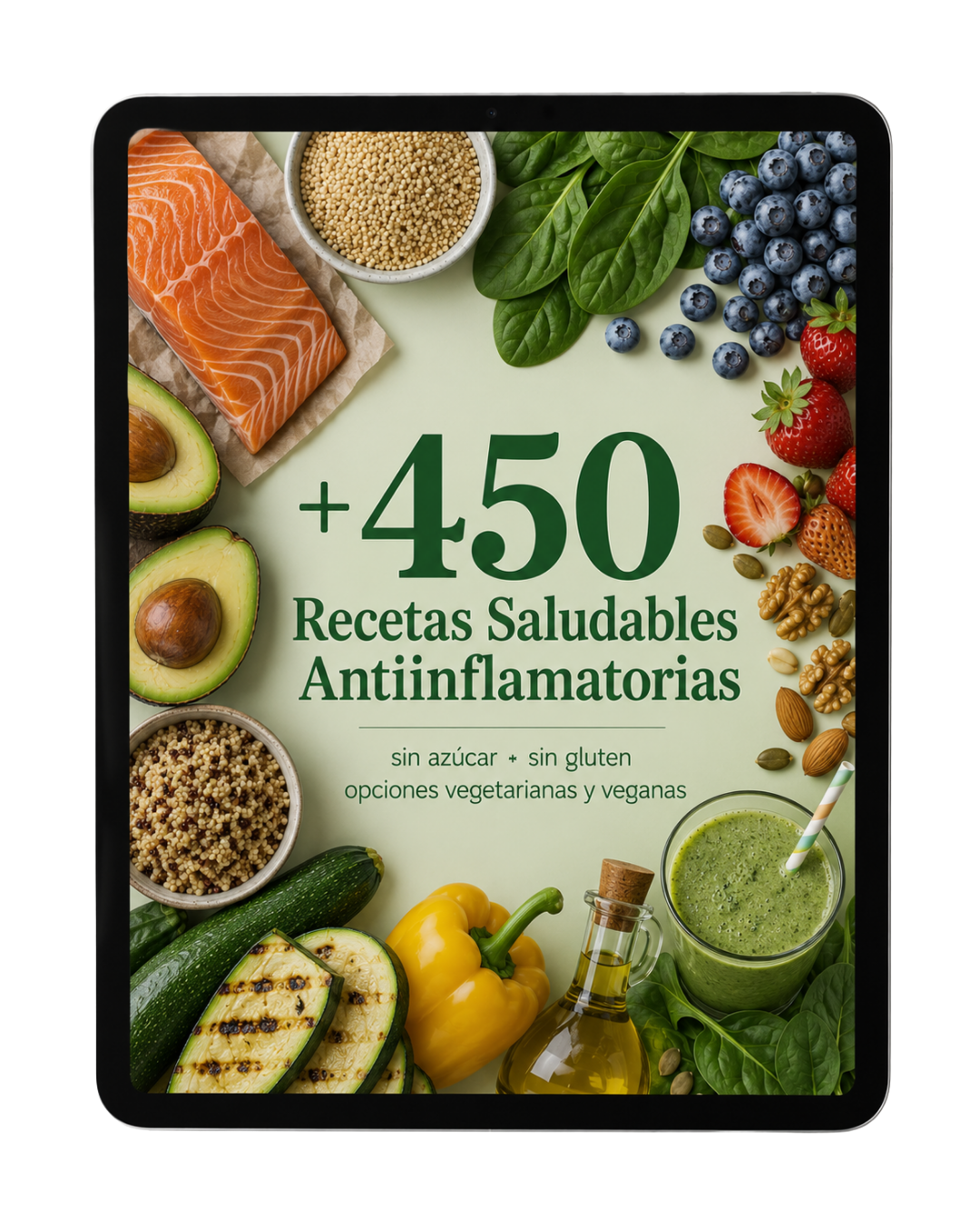 +450 Recetas Saludables y antiinflamatorias (con la compra, te llevas los bonus de regalo)